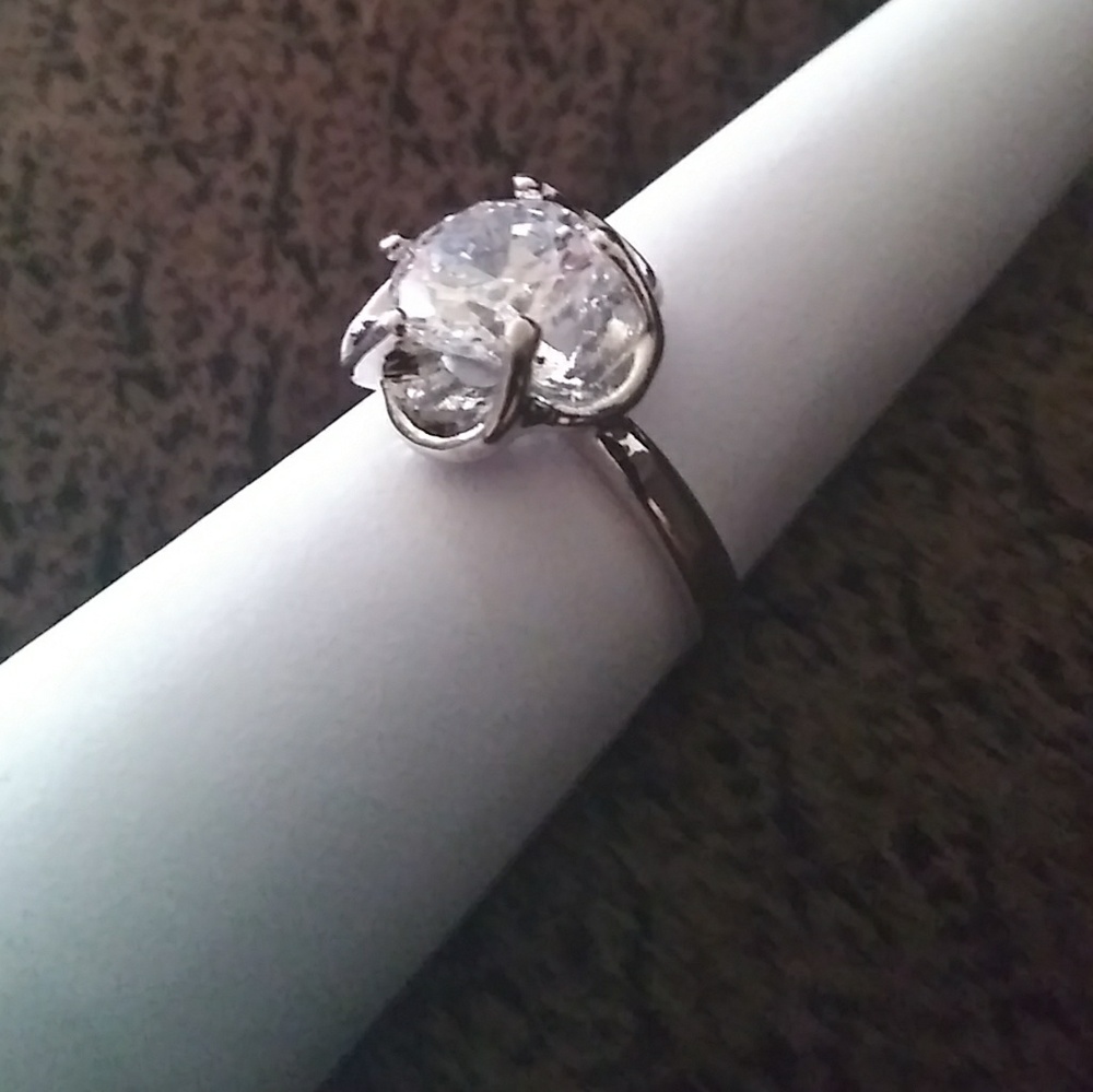Silver Promise Round Diamond Ring,5 - Picture 2 of 8